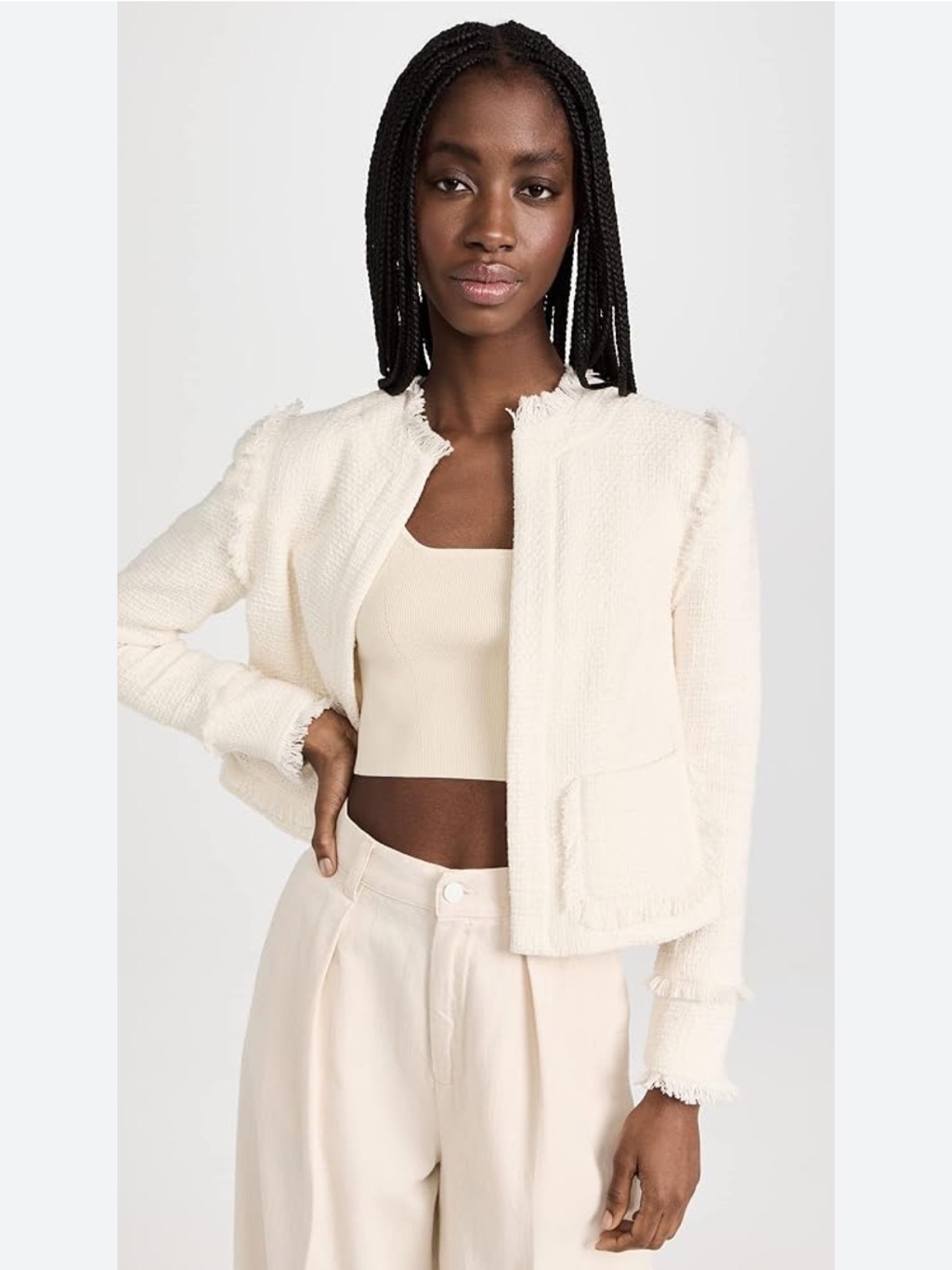 Karl Lagerfeld White Blazer With Fringe